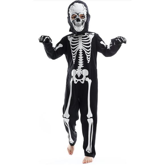 None Other - Boys Skeleton Costume Size 9-11 Years Mask, Gloves and Jumpsuit